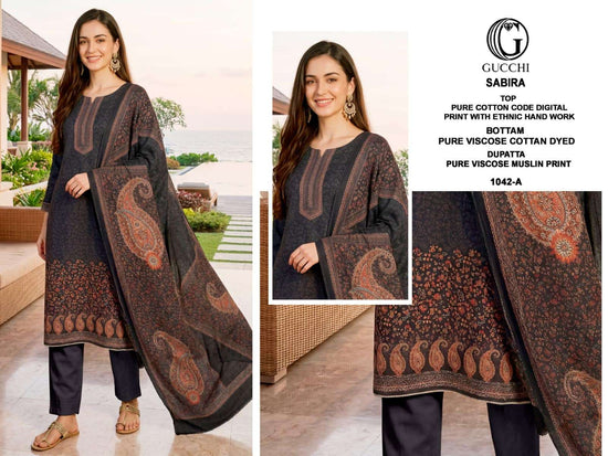 Gucchi Sabira 1042 Pure Cotton Digital Printed Dress Material - Amrah Wholesale