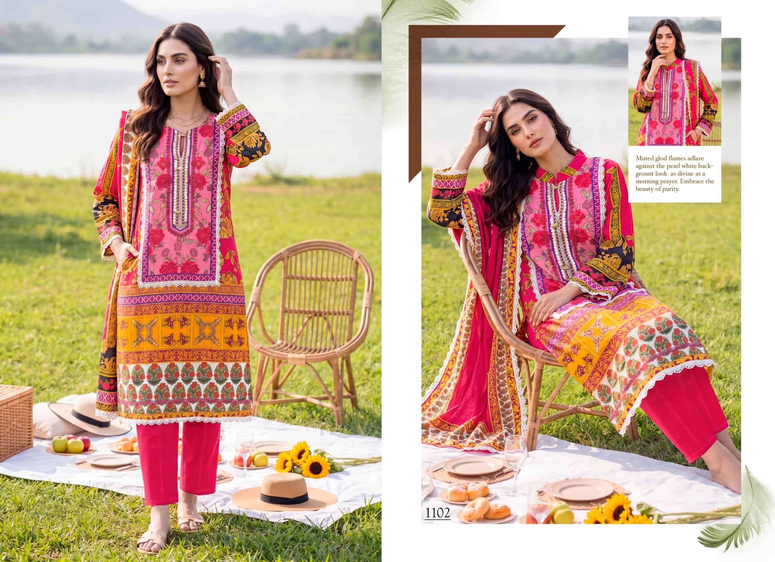 Gucchi Shahi Premium Viscose Muslin Digital Printed Dress Set