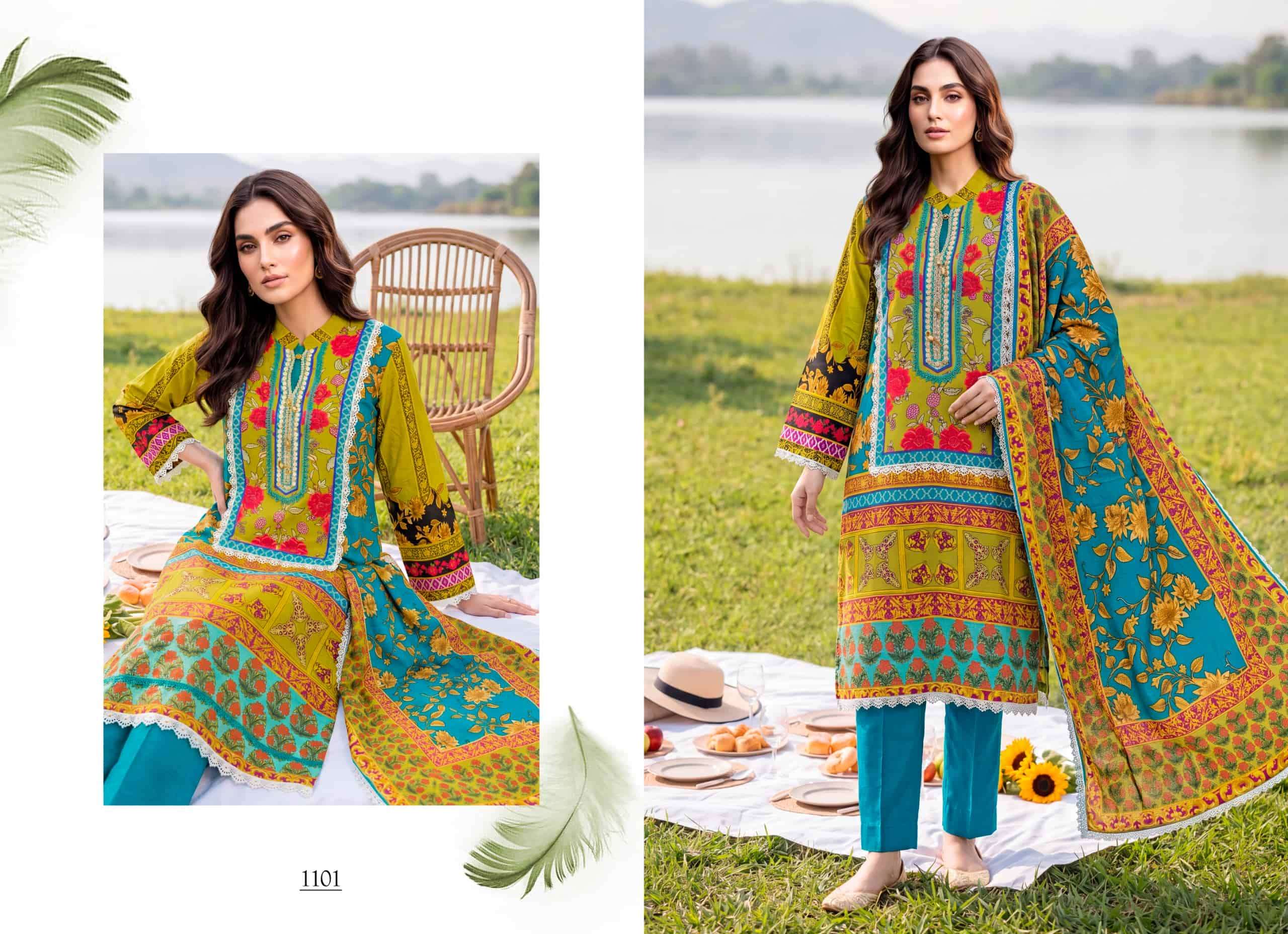 Gucchi Shahi Premium Viscose Muslin Digital Printed Dress Set
