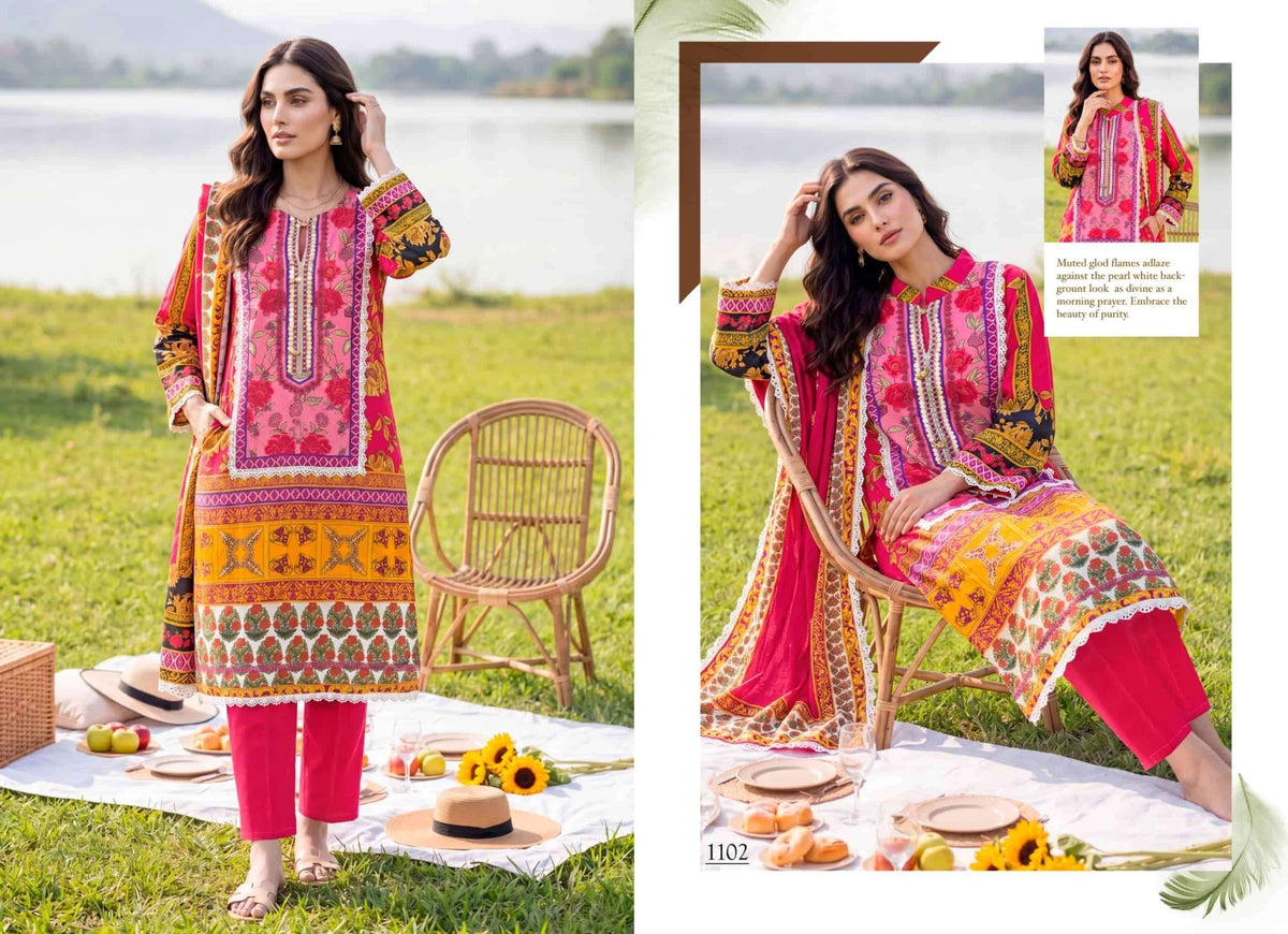 Gucchi Shahi Premium Viscose Muslin Digital Printed Dress Set - Amrah Wholesale