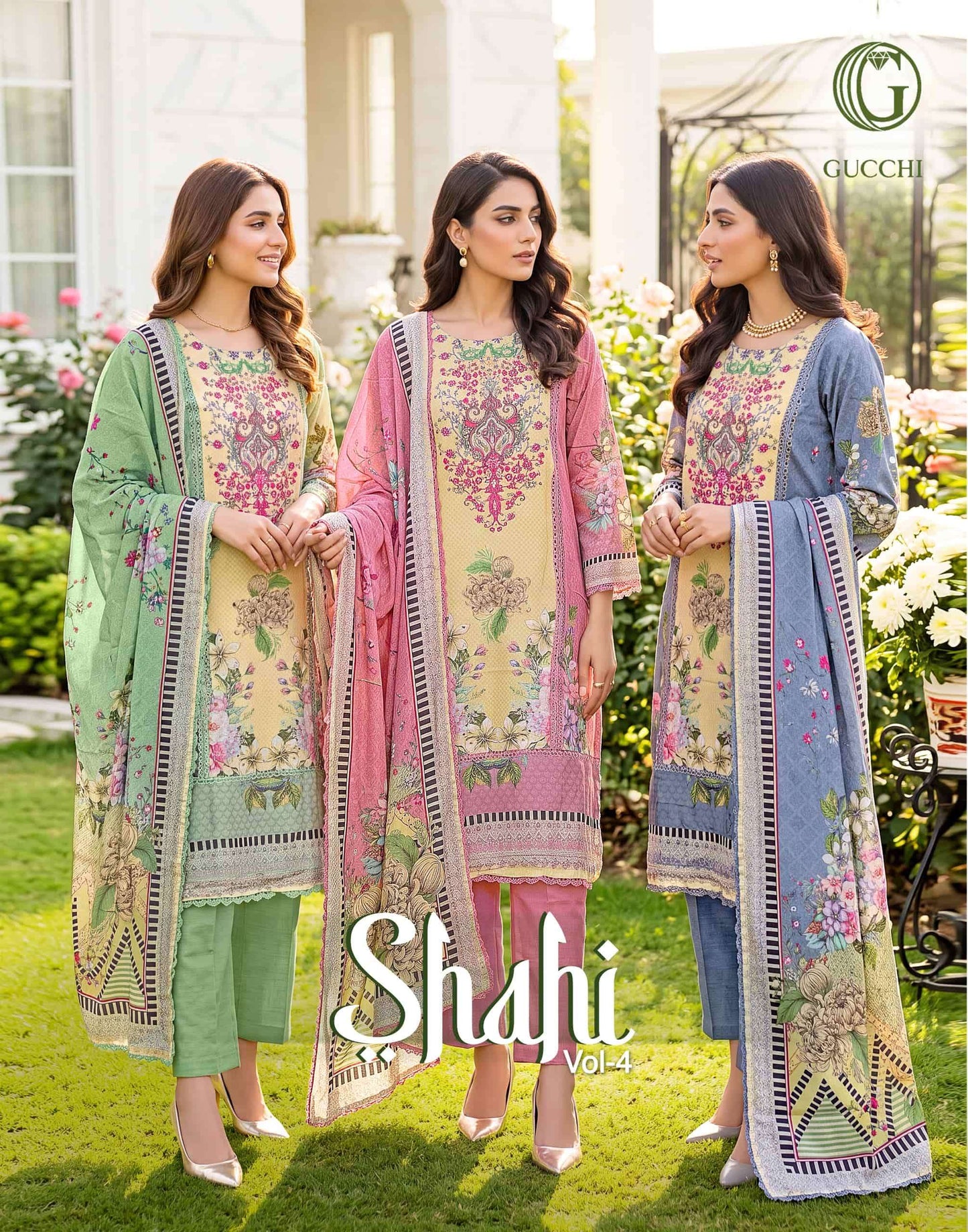 Gucchi Shahi Vol 4 Pure Viscose Muslin Digital Printed Dress