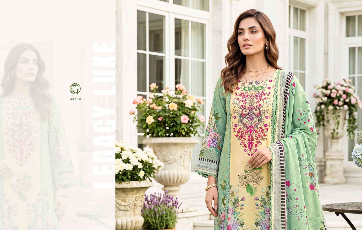 Gucchi Shahi Vol 4 Pure Viscose Muslin Digital Printed Dress