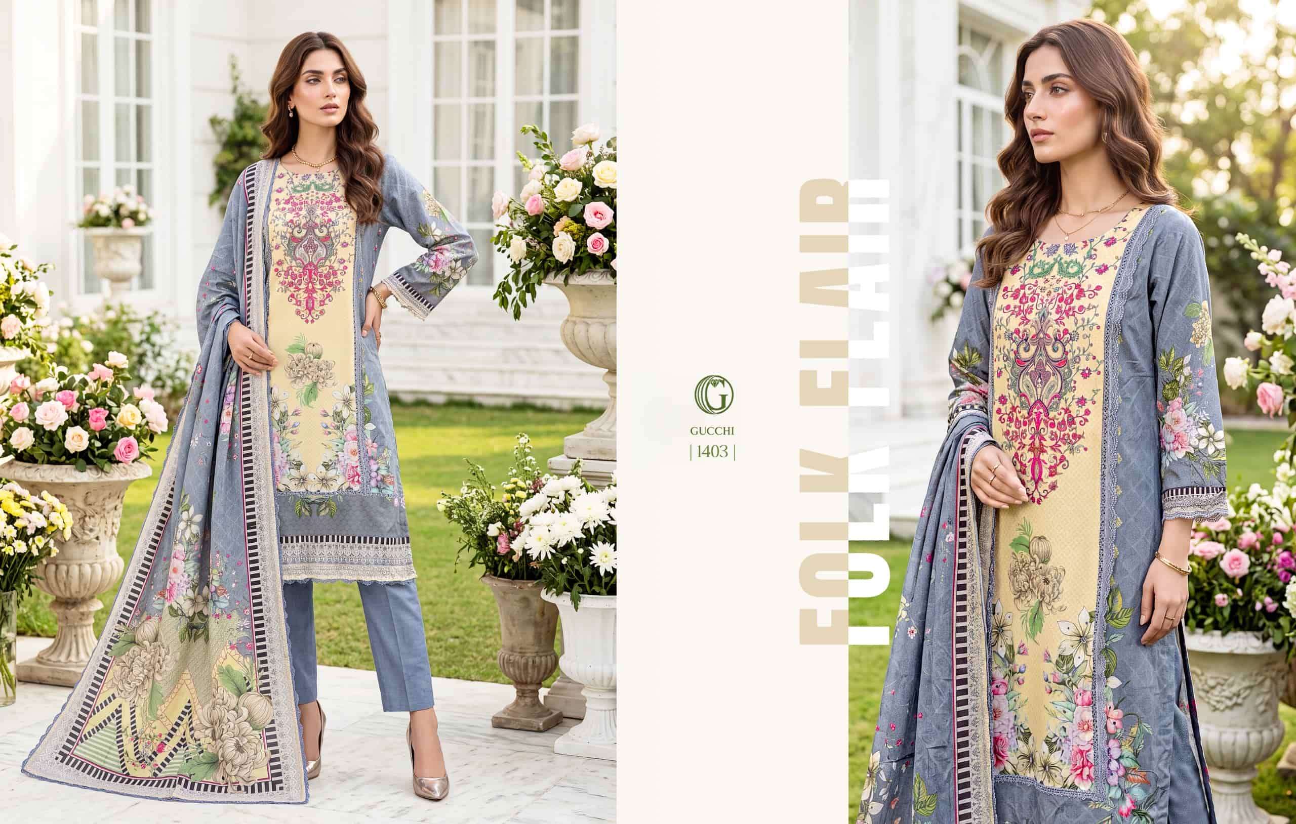 Gucchi Shahi Vol 4 Pure Viscose Muslin Digital Printed Dress