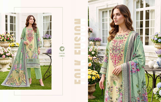 Gucchi Shahi Vol 4 Pure Viscose Muslin Digital Printed Dress