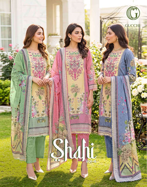 Gucchi Shahi Vol 4 Pure Viscose Muslin Digital Printed Dress - Amrah Wholesale
