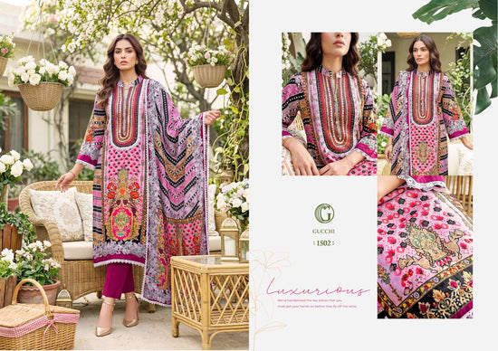 Gucchi Shahi Vol 5 Pure Viscose Muslin Digital Printed Dress
