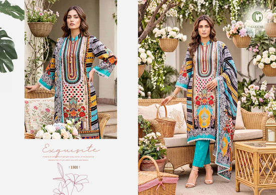 Gucchi Shahi Vol 5 Pure Viscose Muslin Digital Printed Dress