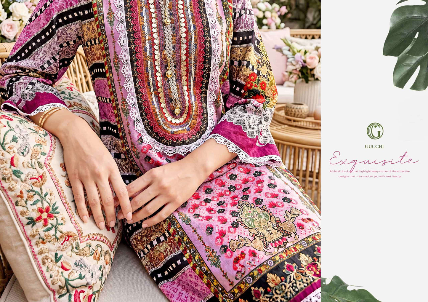 Gucchi Shahi Vol 5 Pure Viscose Muslin Digital Printed Dress