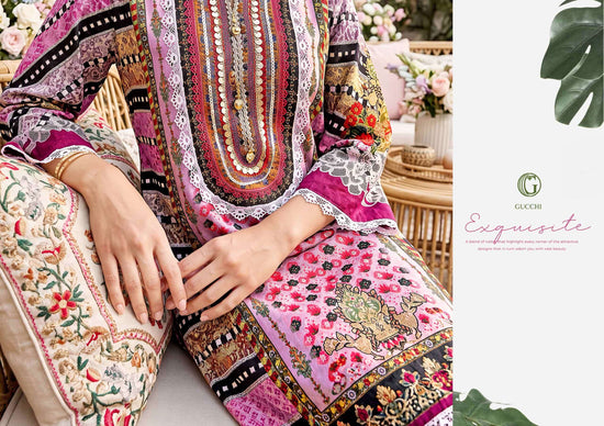 Gucchi Shahi Vol 5 Pure Viscose Muslin Digital Printed Dress