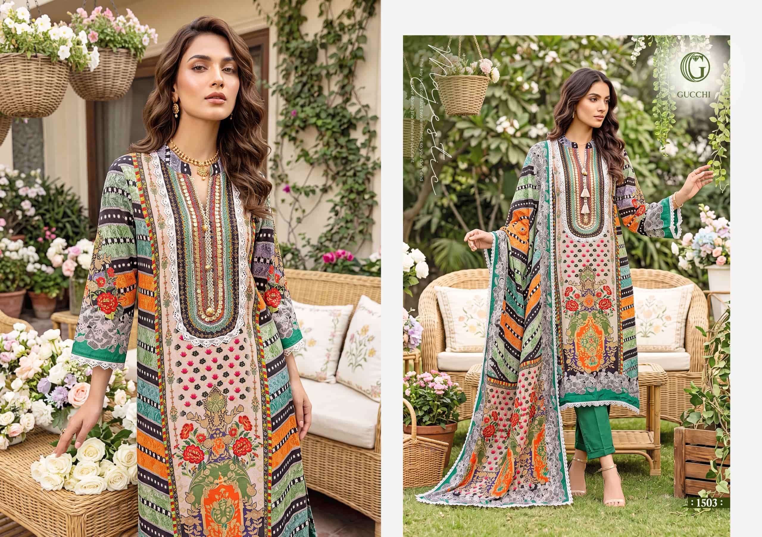 Gucchi Shahi Vol 5 Pure Viscose Muslin Digital Printed Dress