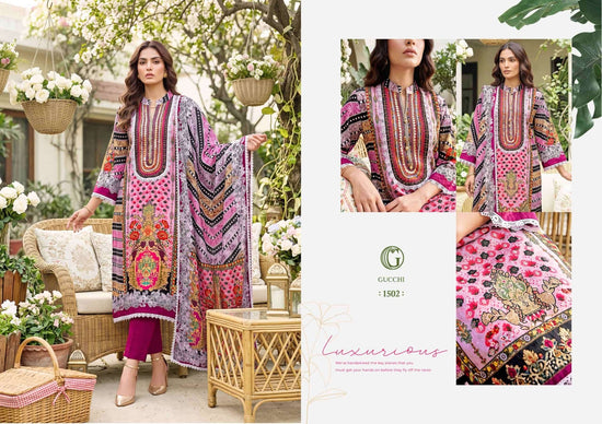 Gucchi Shahi Vol 5 Pure Viscose Muslin Digital Printed Dress - Amrah Wholesale