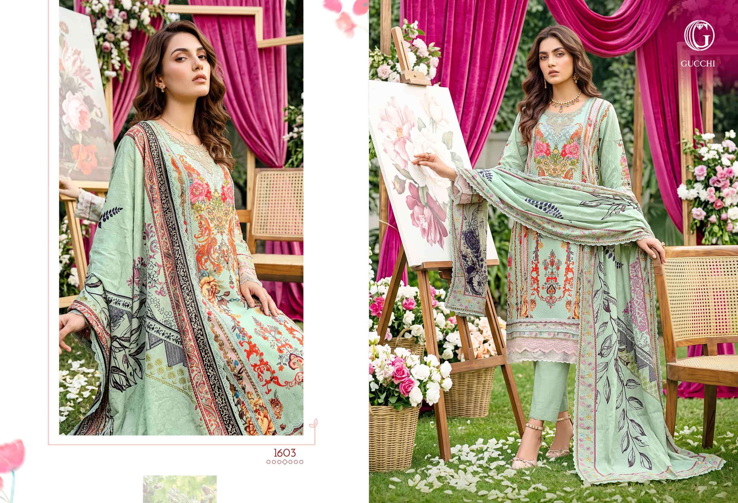 Gucchi Shahi Vol 6 Premium Viscose Muslin Digital Printed Dress