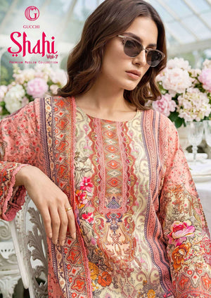 Gucchi Shahi Vol 7 Pure Viscose Muslin Digital Printed Dress