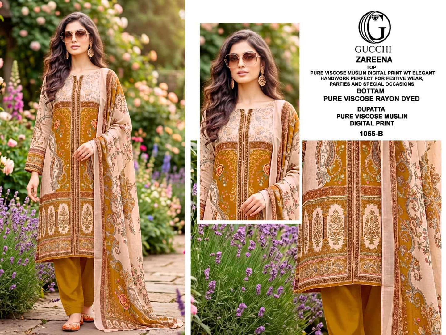 Gucchi Zareena 1065 Viscose Muslin Dress Material