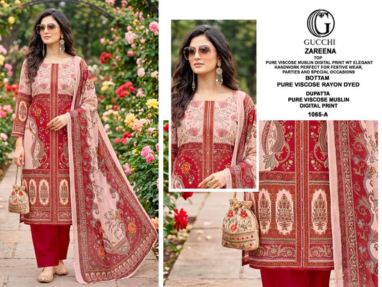 Gucchi Zareena 1065 Viscose Muslin Dress Material