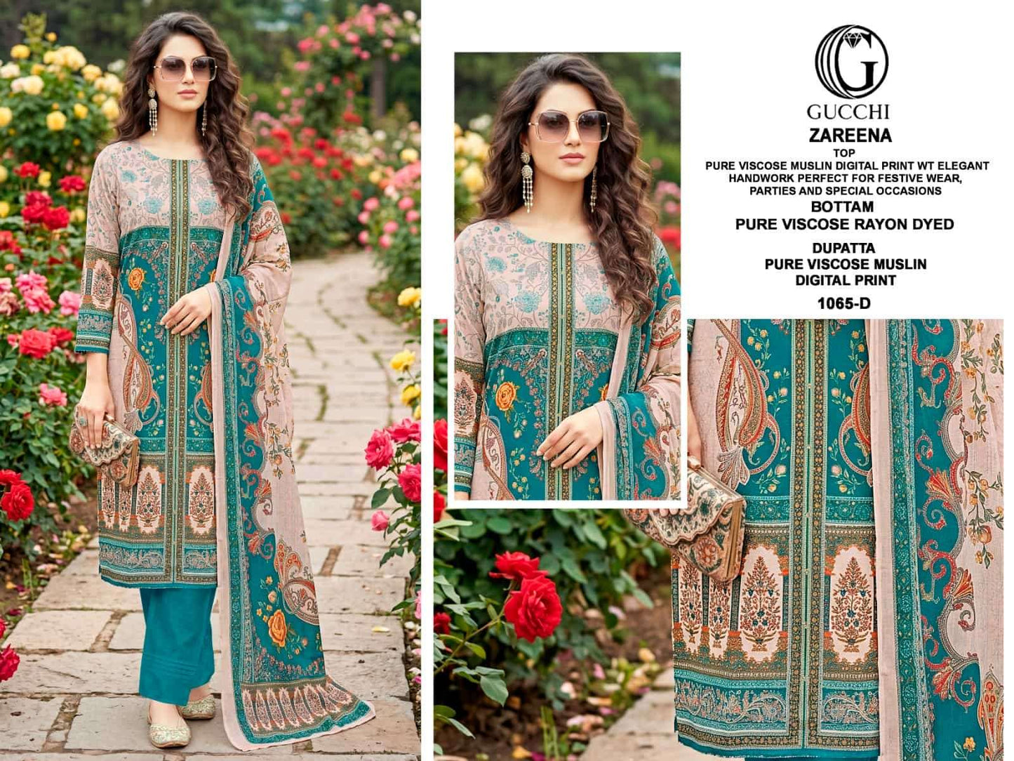 Gucchi Zareena 1065 Viscose Muslin Dress Material