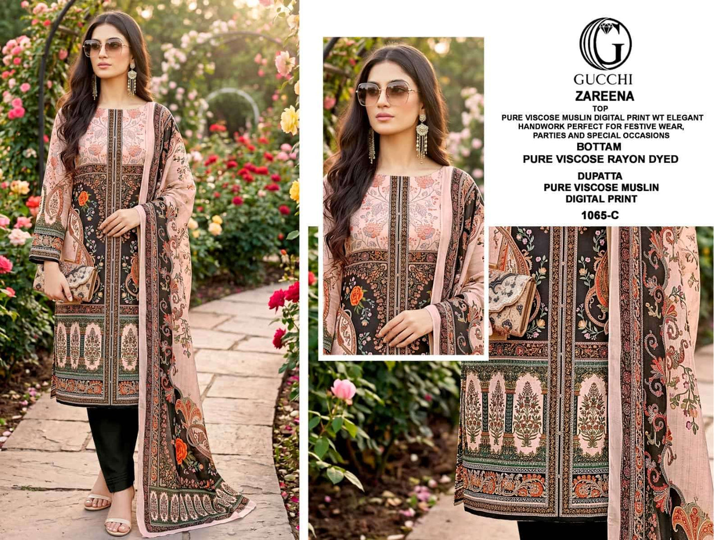 Gucchi Zareena 1065 Viscose Muslin Dress Material