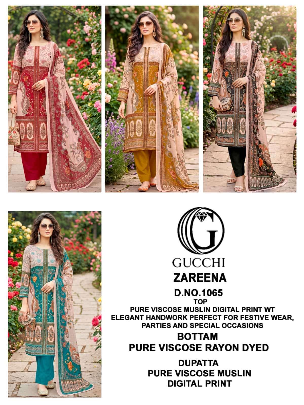 Gucchi Zareena 1065 Viscose Muslin Dress Material