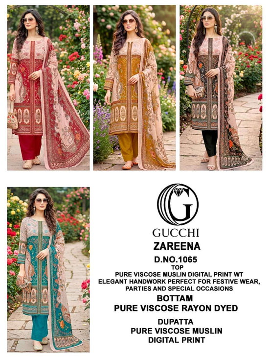 Gucchi Zareena 1065 Viscose Muslin Dress Material