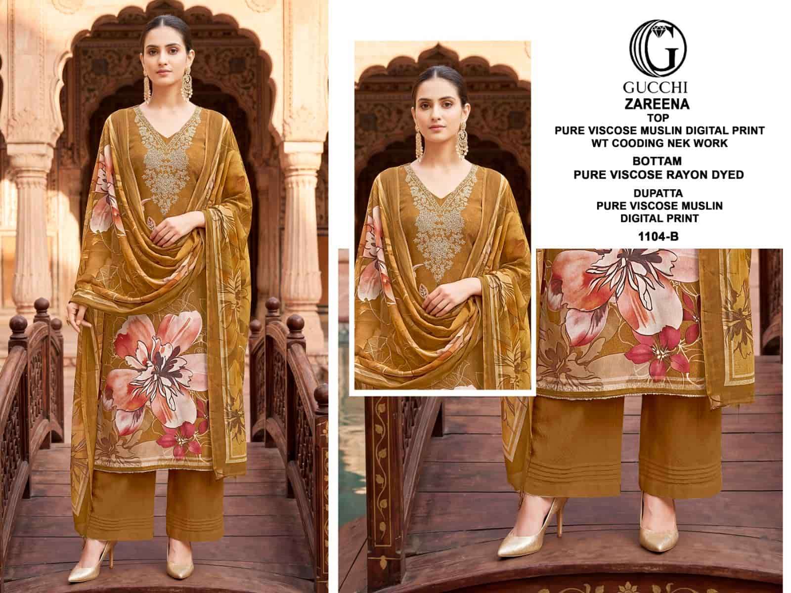 Gucchi Zareena 1104 Viscose Muslin Dress Material - Amrah Wholesale