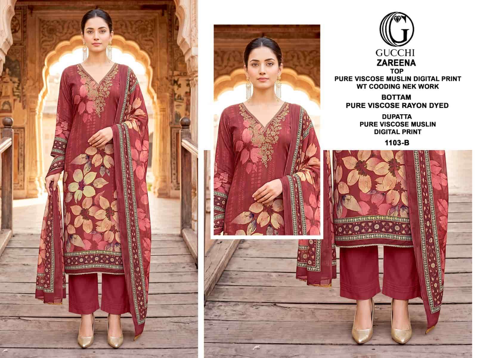 Gucchi Zareena Vol 1103 Pure Viscose Muslin Dress Material - Amrah Wholesale