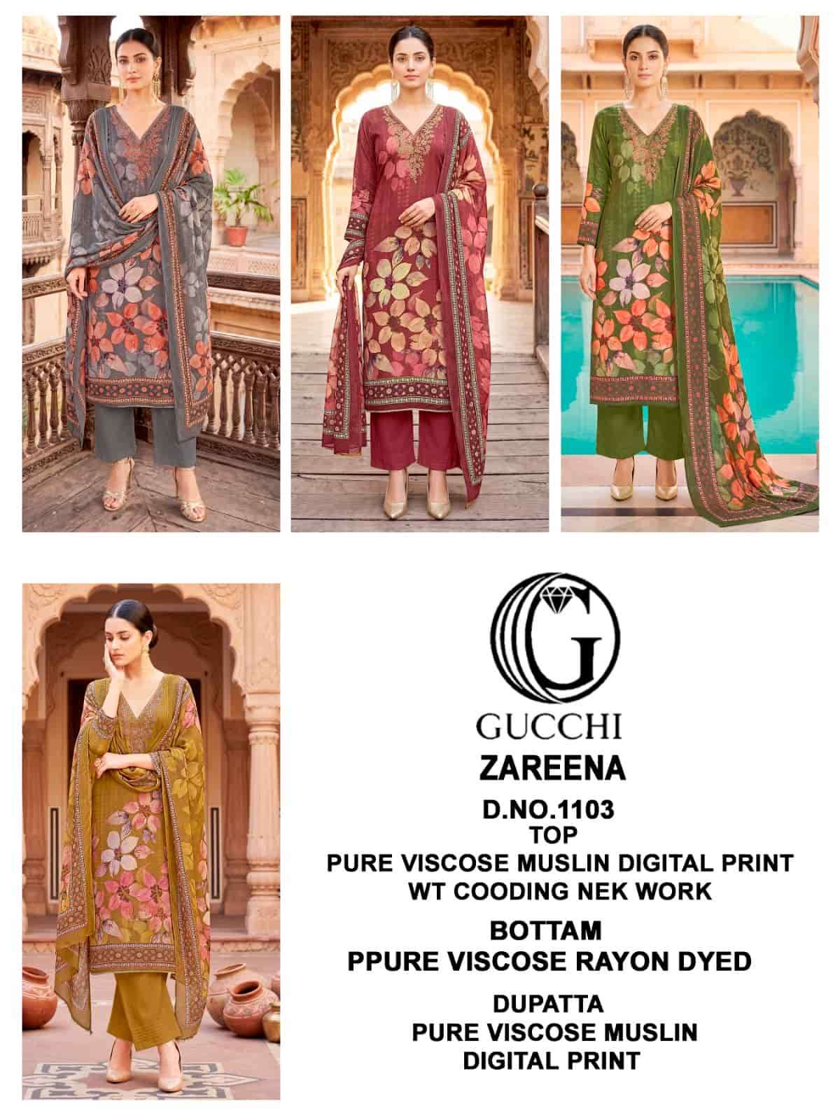 Gucchi Zareena Vol 1103 Pure Viscose Muslin Dress Material - Amrah Wholesale