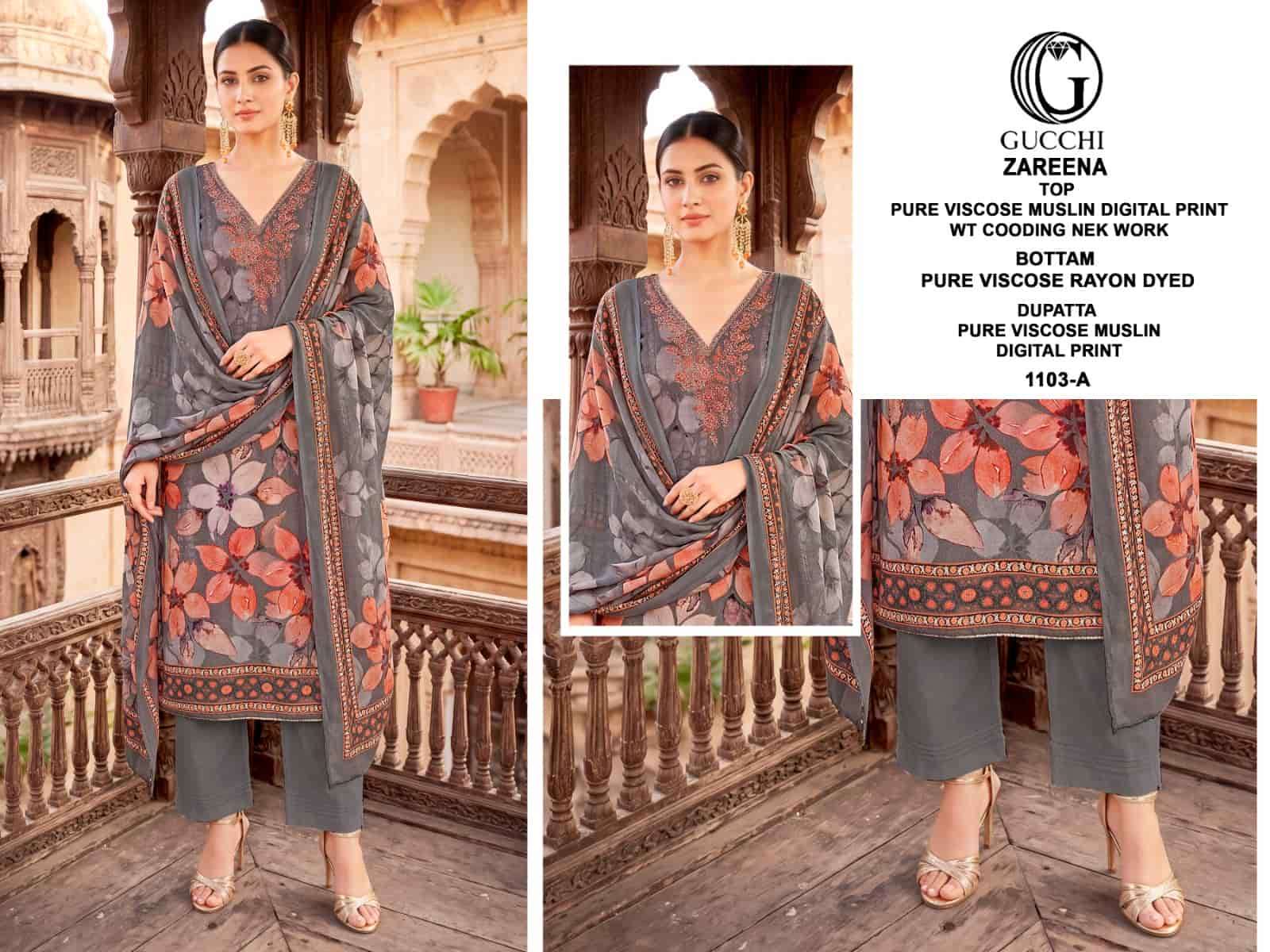 Gucchi Zareena Vol 1103 Pure Viscose Muslin Dress Material - Amrah Wholesale