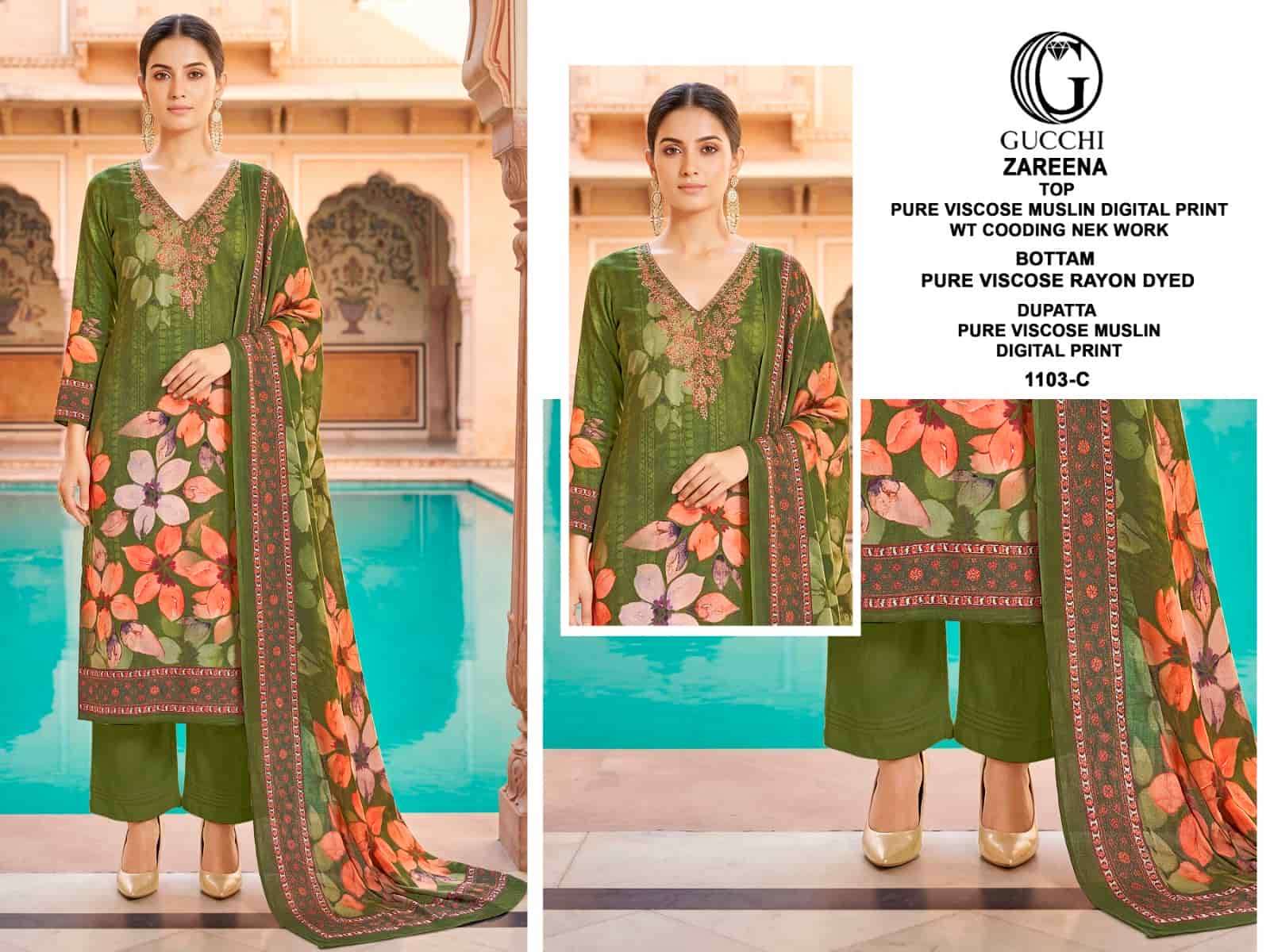Gucchi Zareena Vol 1103 Pure Viscose Muslin Dress Material - Amrah Wholesale
