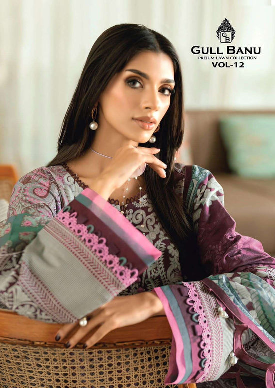 Gul Ahmed Gullbanu Vol 12 Pure Cambridge Cotton Pakistani Suit - Amrah Wholesale