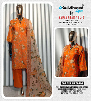 Gulahmed Lawn Sadabahar Vol-1 Cotton Printed Pakistani Suit Set