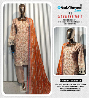 Gulahmed Lawn Sadabahar Vol-1 Cotton Printed Pakistani Suit Set