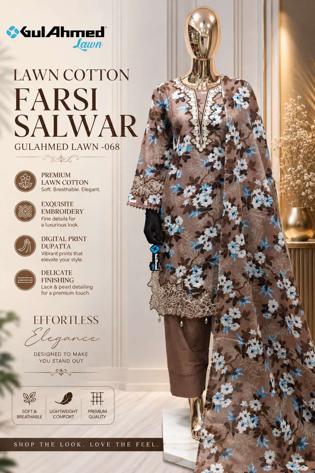 Gulahmed Lawn Vol-068 Cotton Printed Salwar Suit Set