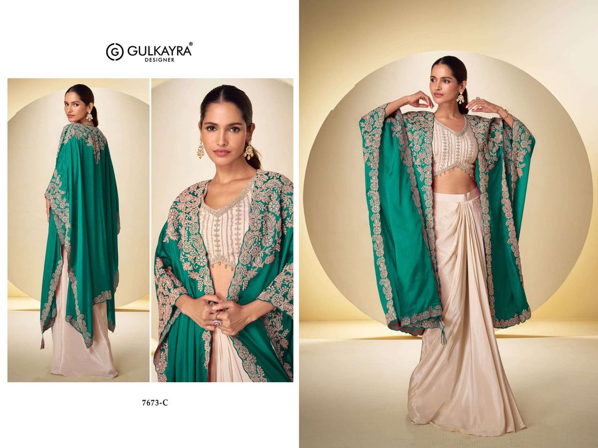 Gulkayra Andaaz Chinon Embroidered Ready To Wear Saree