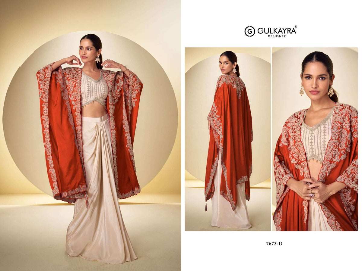 Gulkayra Andaaz Chinon Embroidered Ready To Wear Saree