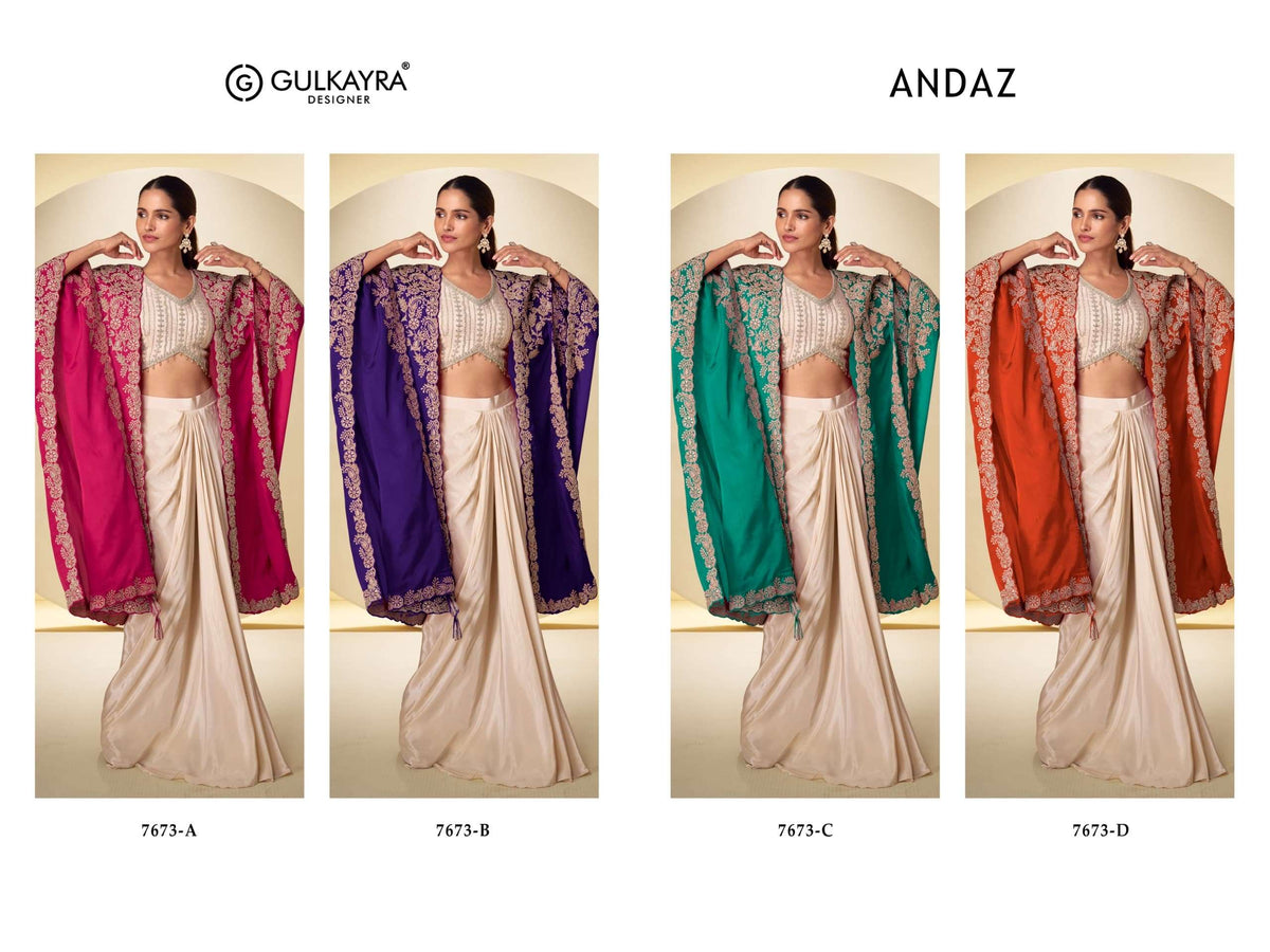 Gulkayra Andaaz Chinon Embroidered Ready To Wear Saree