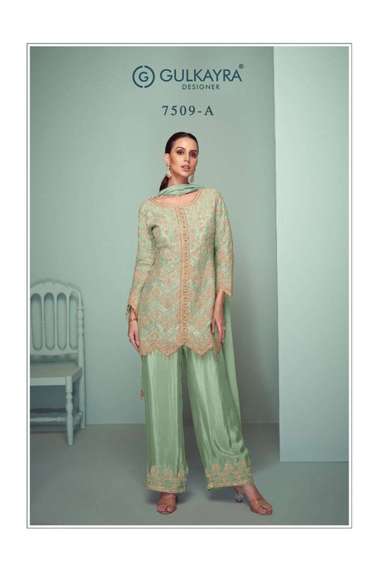 Gulkayra Crown Platinum Colours Pure Chinon Embroidery Stitched Suit