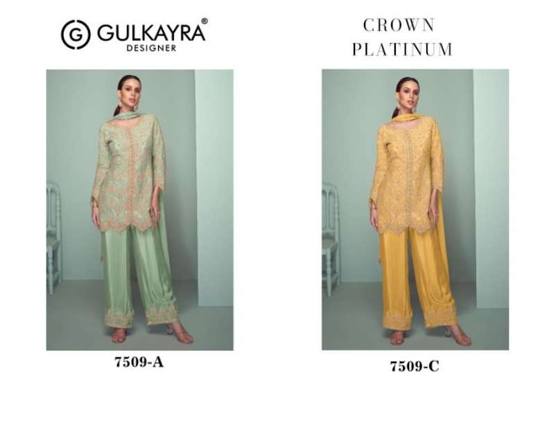 Gulkayra Crown Platinum Colours Pure Chinon Embroidery Stitched Suit