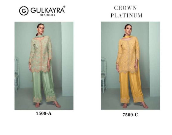 Gulkayra Crown Platinum Colours Pure Chinon Embroidery Stitched Suit
