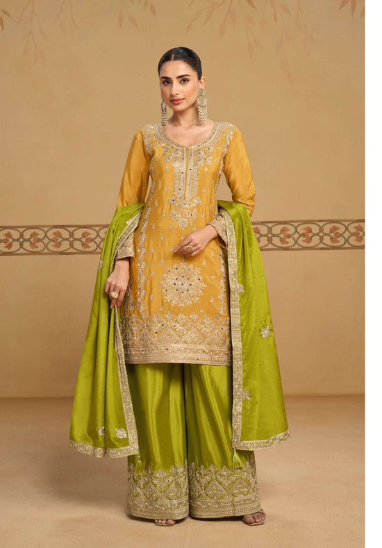 Gulkayra Reva Chinon Embroidered Stitched Sharara Suit