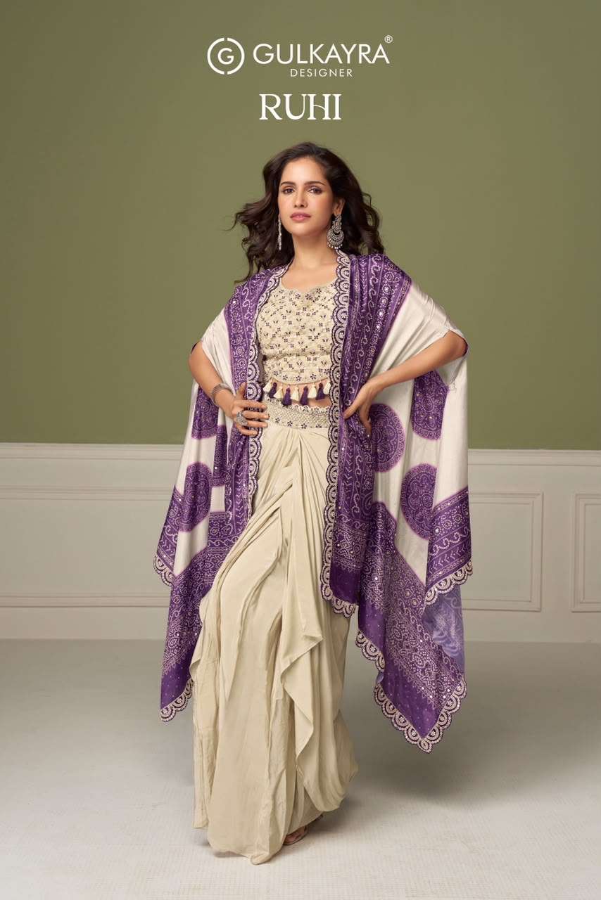 GULKAYRA RUHI Chinon Stitched Embroidered Co-Ord Set