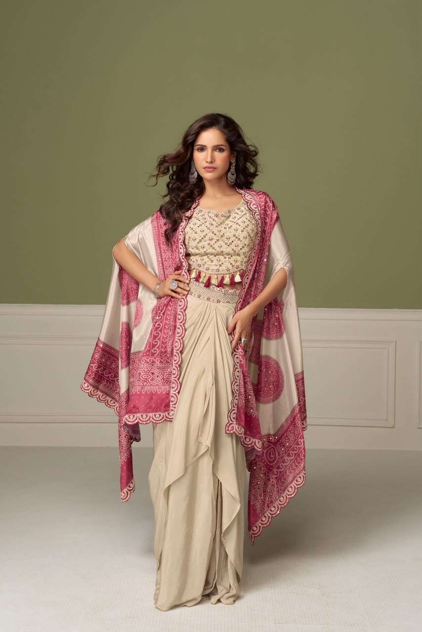 GULKAYRA RUHI Chinon Stitched Embroidered Co-Ord Set
