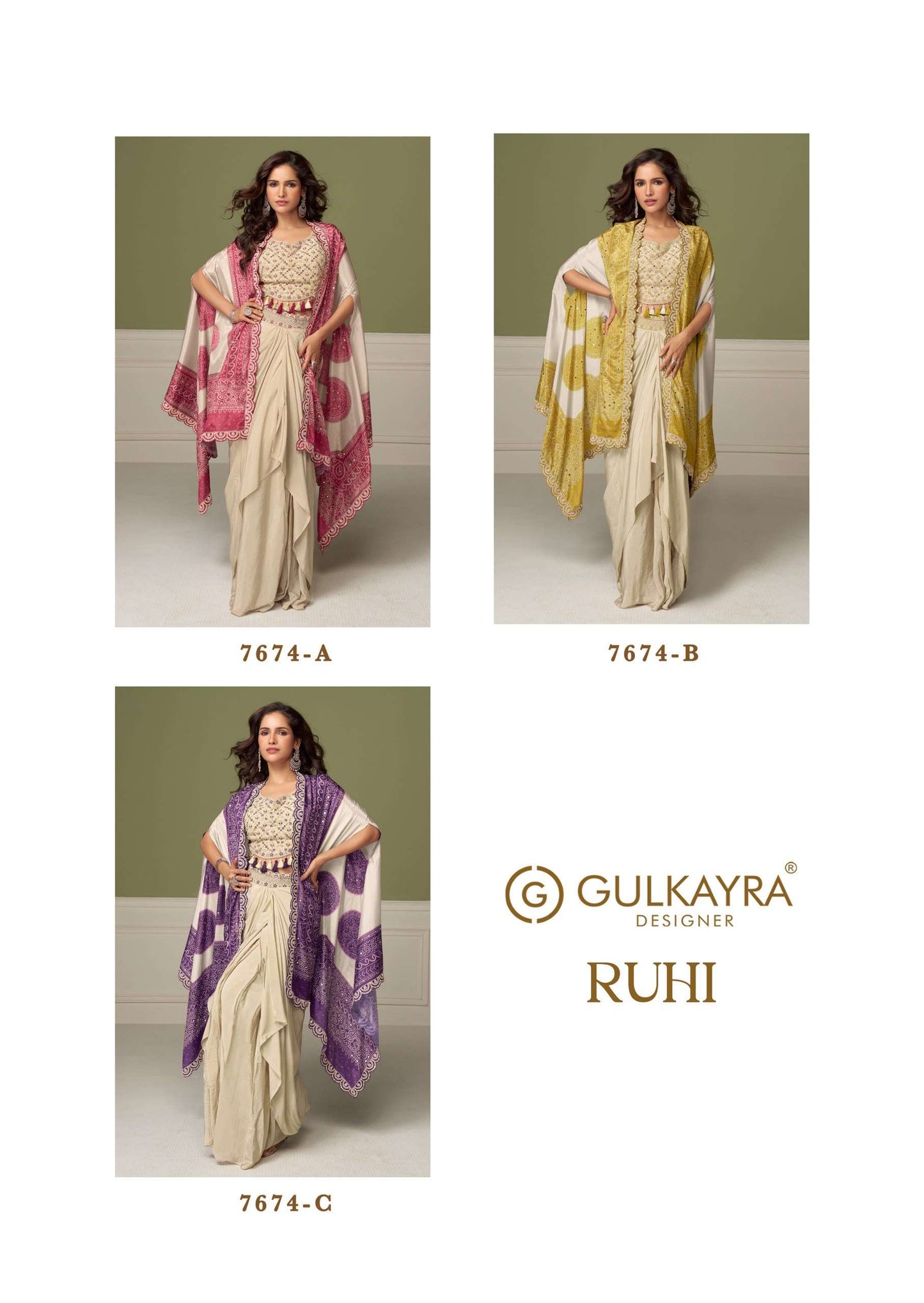GULKAYRA RUHI Chinon Stitched Embroidered Co-Ord Set