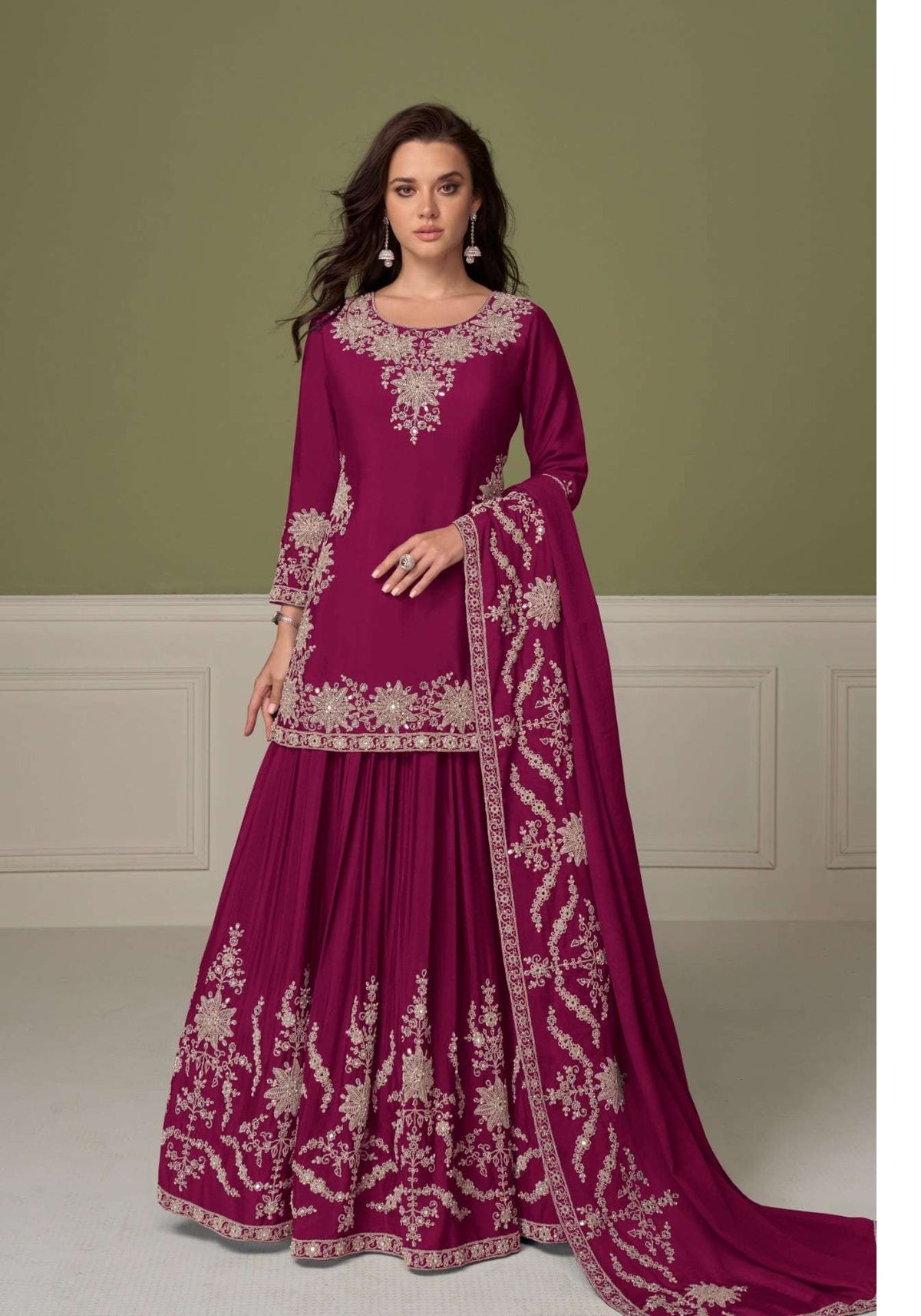 Gulkayra Saagdi Chinon Ready To Wear Party Wear Sharara Suit