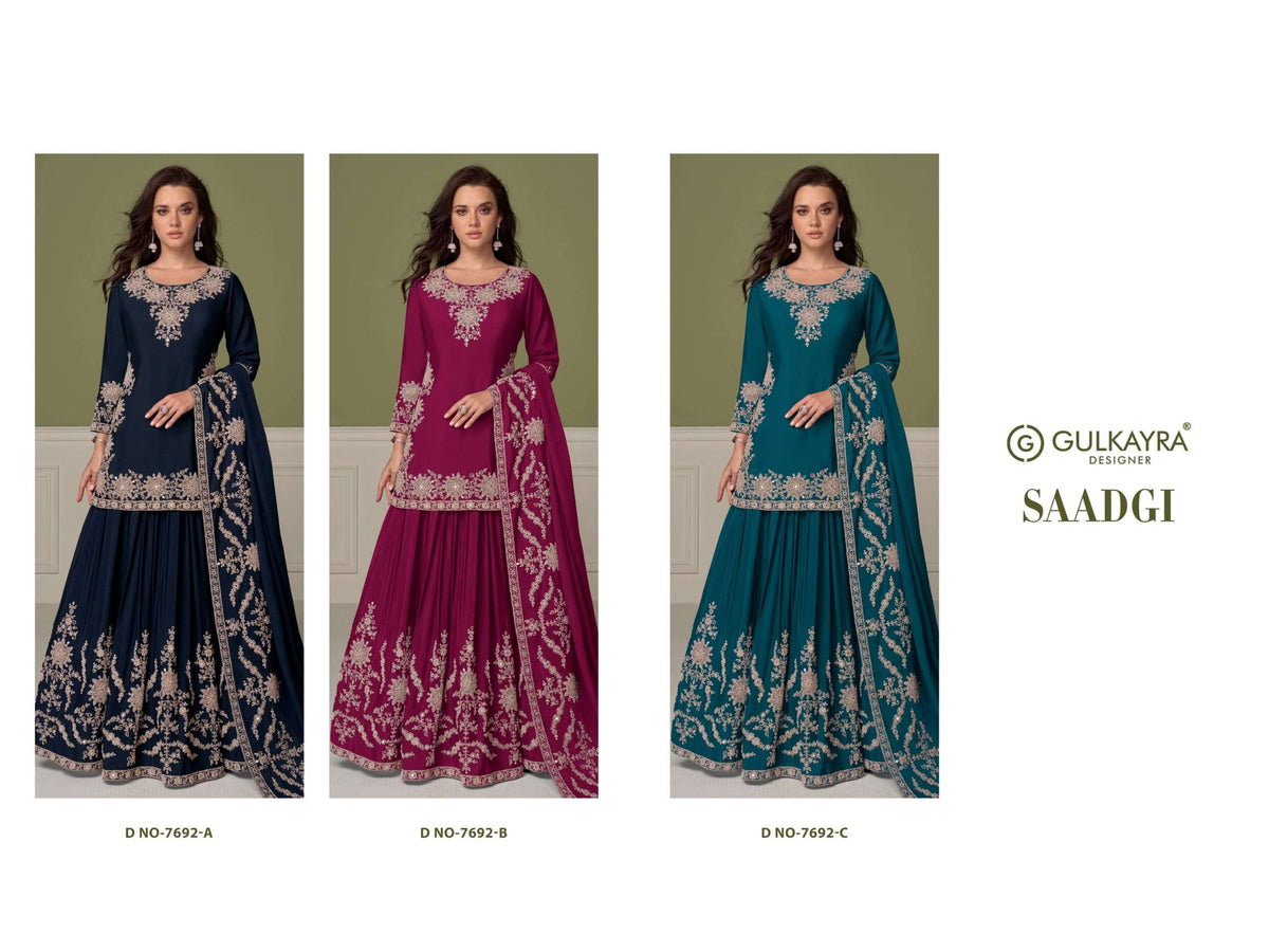 Gulkayra Saagdi Chinon Ready To Wear Party Wear Sharara Suit