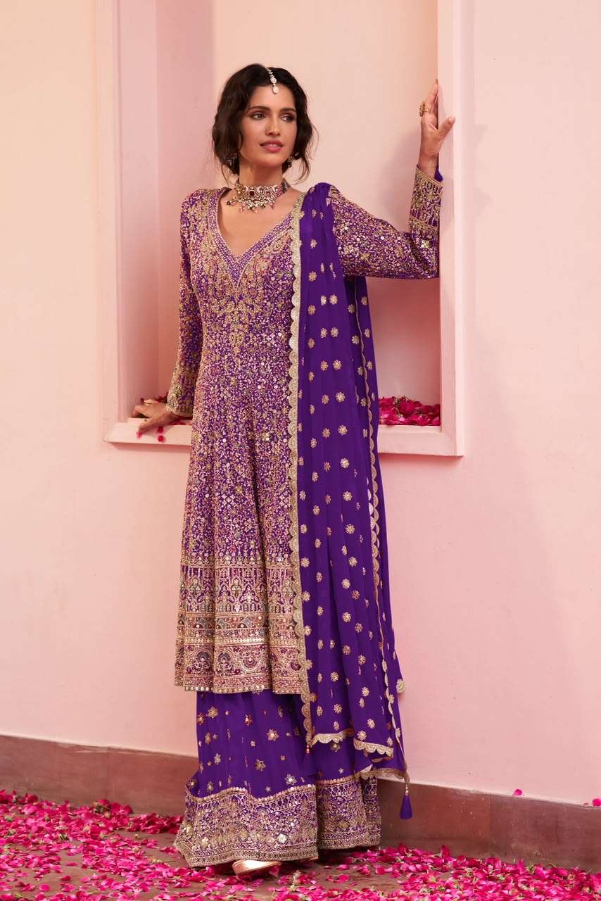 Gulkayra Sairah Georgette Embroidered Sharara Suit Set