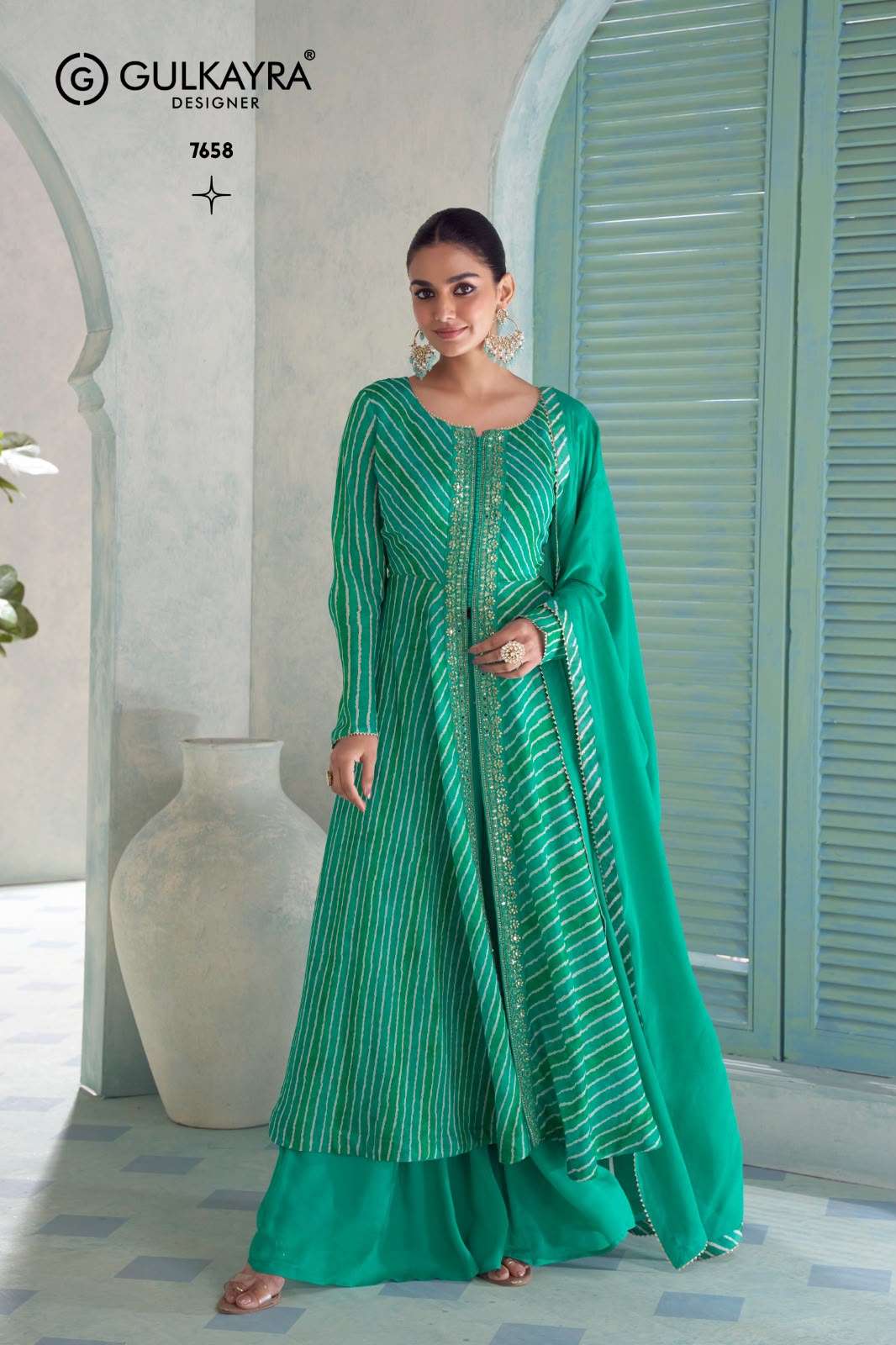 GULKAYRA VANILLA Chinon Printed Full Stitched Anarkali Dress