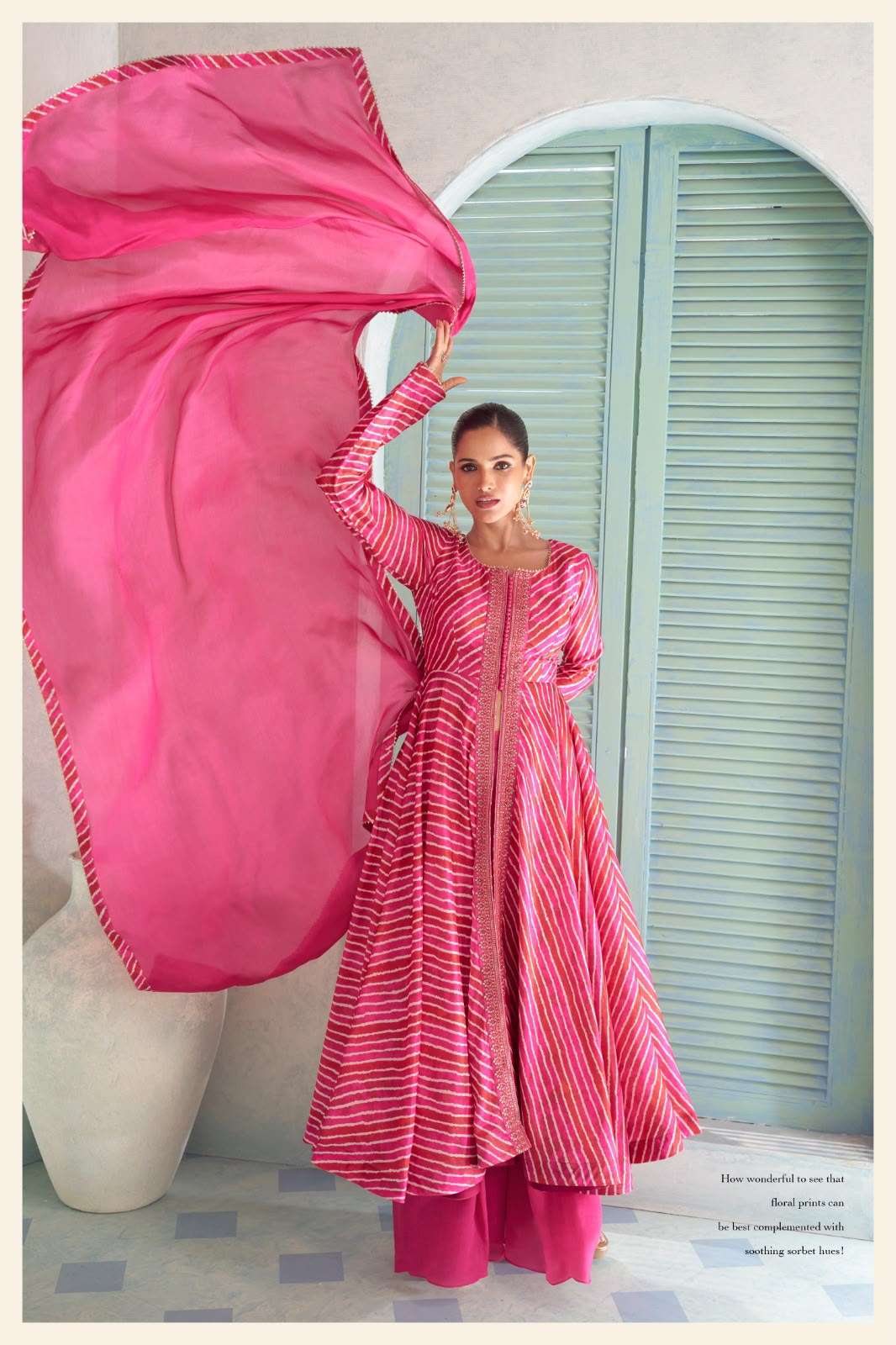 GULKAYRA VANILLA Chinon Printed Full Stitched Anarkali Dress