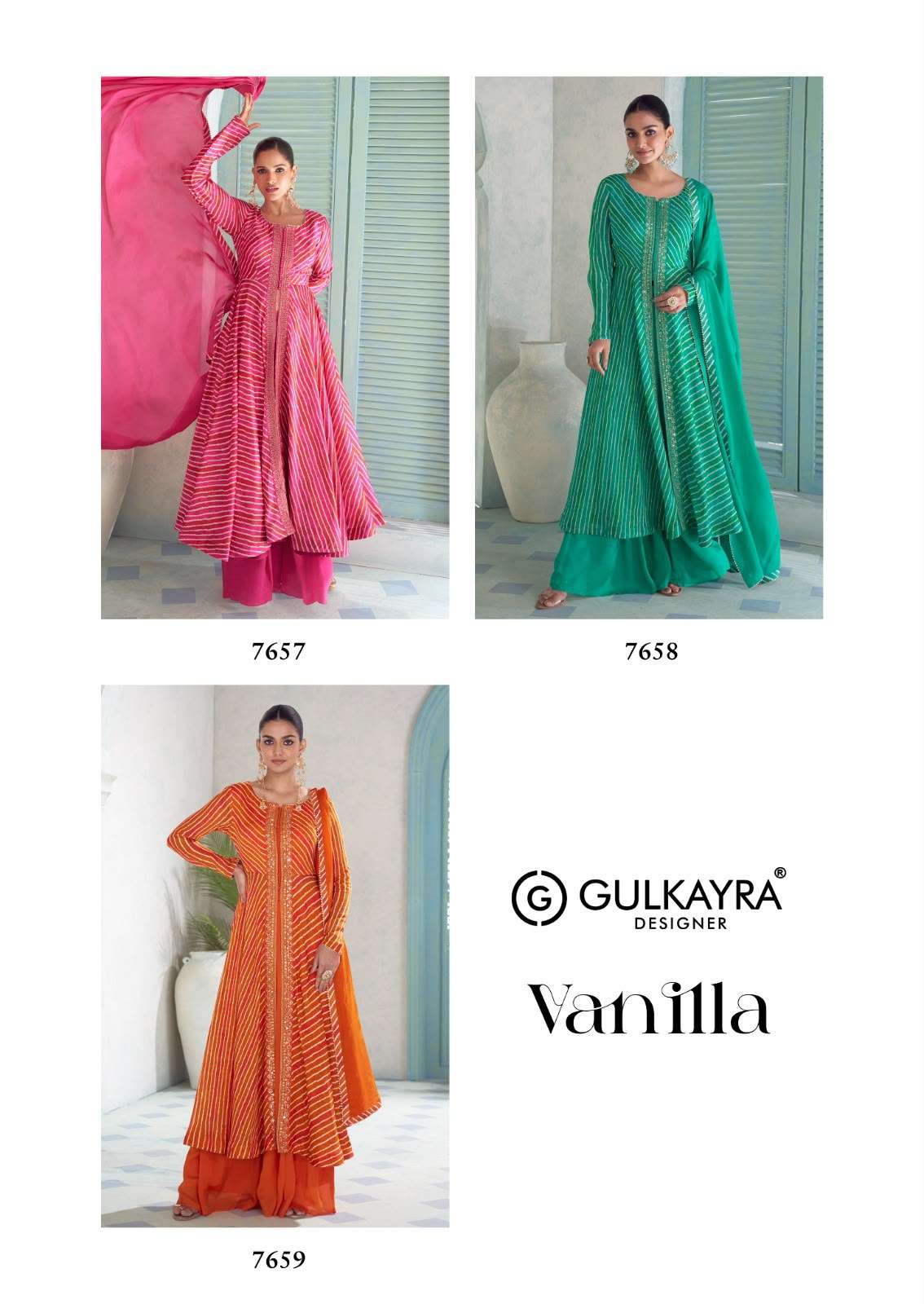 GULKAYRA VANILLA Chinon Printed Full Stitched Anarkali Dress