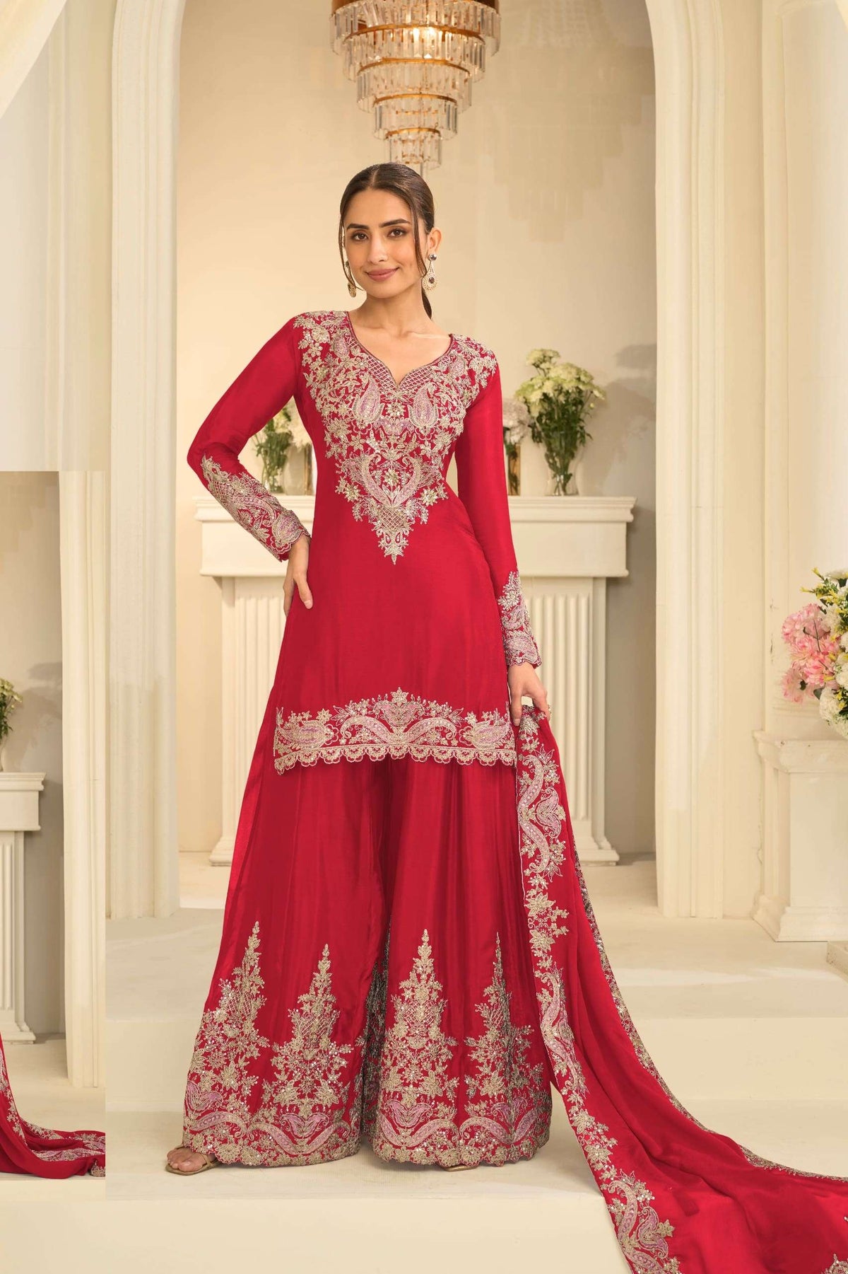 Gulkayra Velvora A To E Series Chinon Embroidery Stitched Sharara Salwar Suit Set