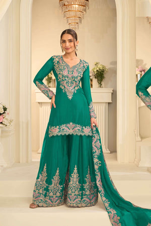 Gulkayra Velvora A To E Series Chinon Embroidery Stitched Sharara Salwar Suit Set
